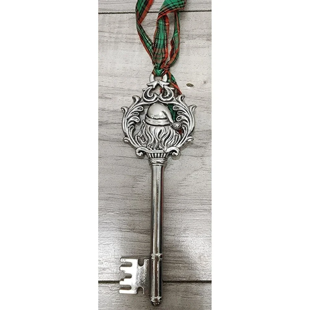 Pier 1 Silver Metal Santa Key Ornate Key For No Chimney 6